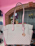 BOLSO TOTE MICHAEL KORS ESTAMPADO BLANCO/ ROSADO
